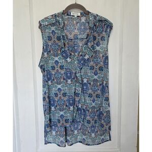Eden and Olivia Women's Sleeveless V-neck‎ Top Colorful Abstract Design Size XL
